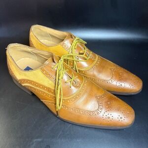 La Milano Mens Size 12  Italian Design Wingtip Oxford Dress‎ Shoes Tan Leather